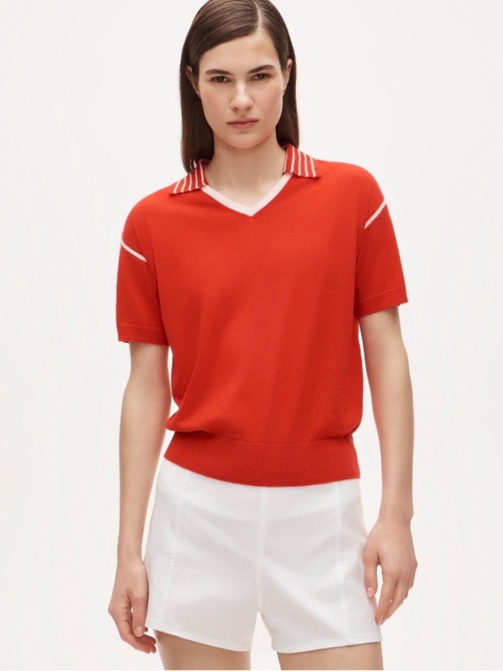 Cashmere JCrew red polo tshirt